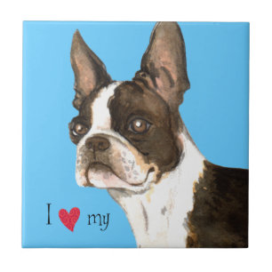 Jag älskar min Boston Terrier Kakelplatta