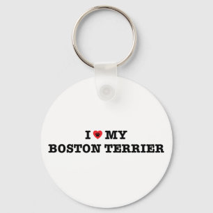 Jag älskar min Boston Terrier-knapp-nyckelkedja Nyckelring