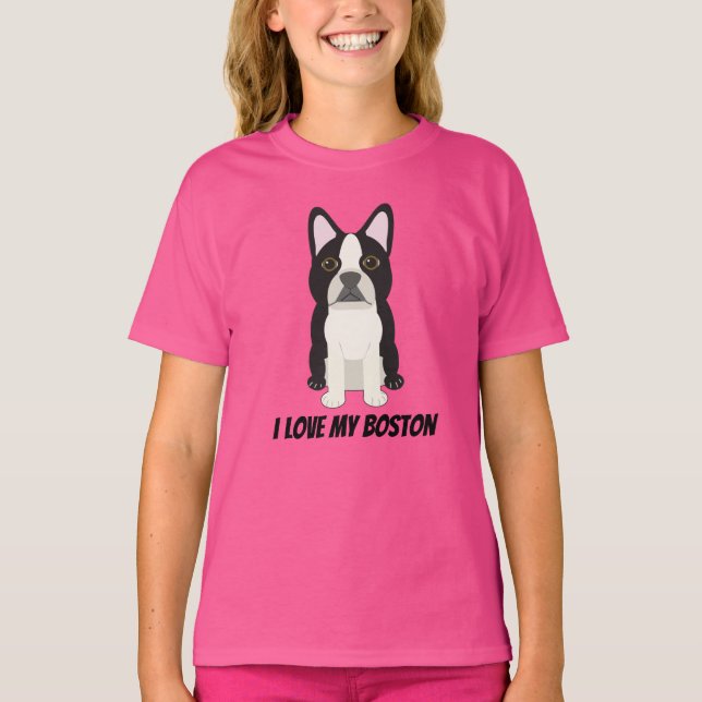 Jag älskar min Boston Terrier T Shirt (Framsida)