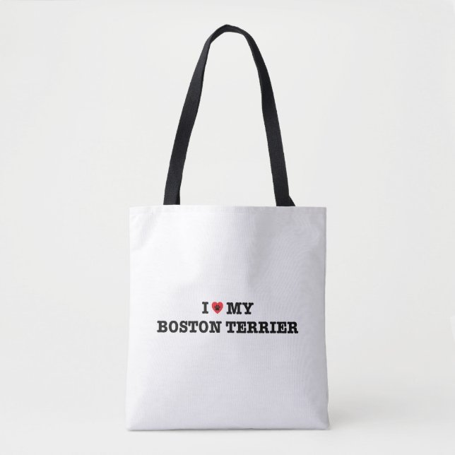 Jag älskar min Boston Terrier Tote Bag Tygkasse (Framsida)