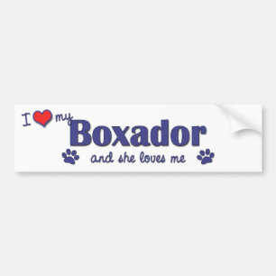 Jag älskar min Boxador (den kvinnliga hunden) Bildekal