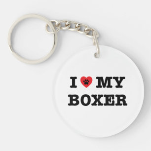 Jag älskar min boxer-akryliska nyckelkedja