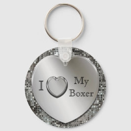 Jag älskar min Boxer-Hjärtnyckelring Nyckelring