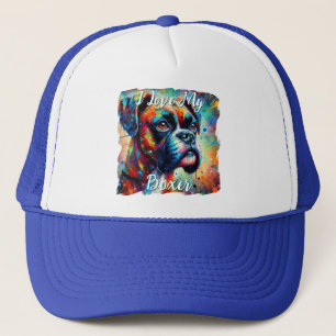 Jag älskar min boxer Pop Art Hund Personlig Keps