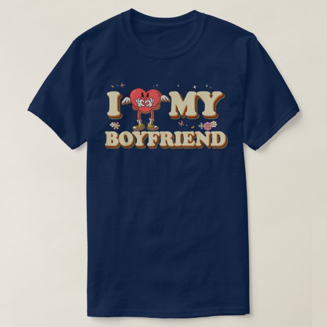 Jag älskar min Boyvän Kärlek Valentine Groovy lite T Shirt (Design framsida)