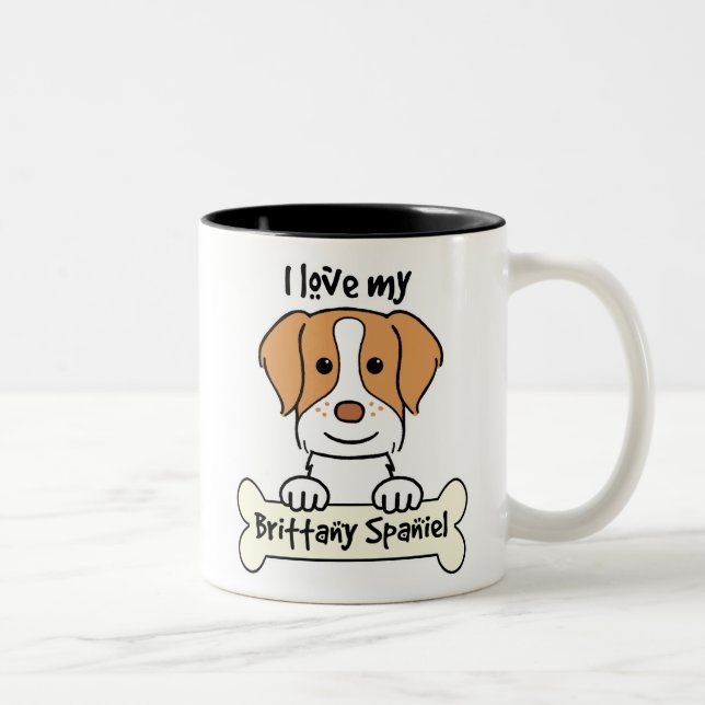 Jag älskar min Brittany Spaniel Två-Tonad Mugg (Höger)