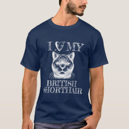 Jag älskar min brittisk korthår, kattpawprints vit t shirt