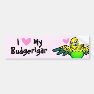 Jag älskar min Budgie Bildekal