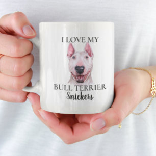Jag älskar min Bull Terrier-hundmonogram Kaffemugg