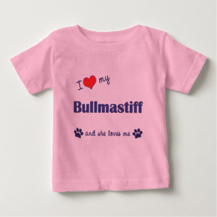 Jag älskar min Bullmastiff (den kvinnliga hunden) T-shirt