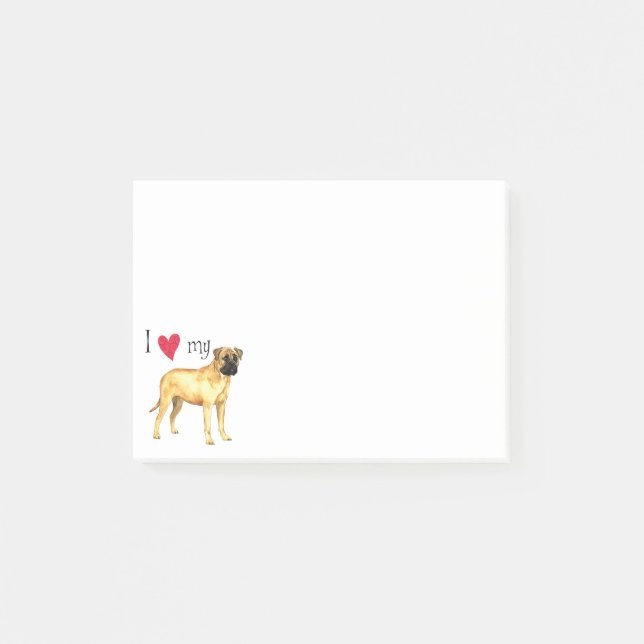 Jag älskar min Bullmastiff Post-it Block (Framsida)