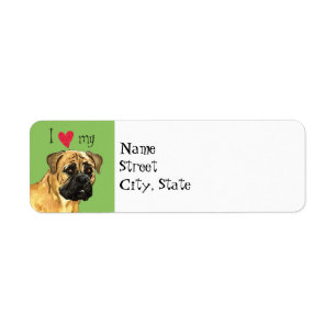 Jag älskar min Bullmastiff Returadress Etikett