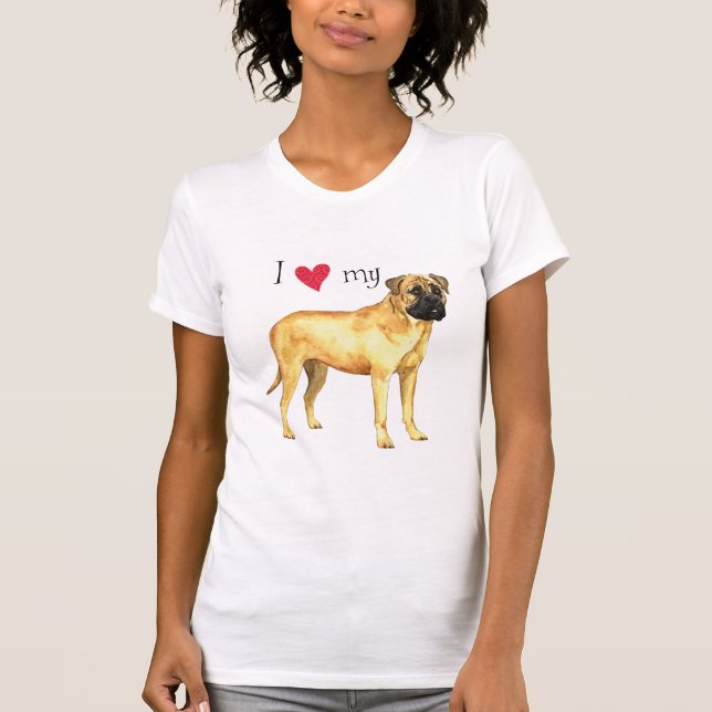 Jag älskar min Bullmastiff T-shirt (Framsida)
