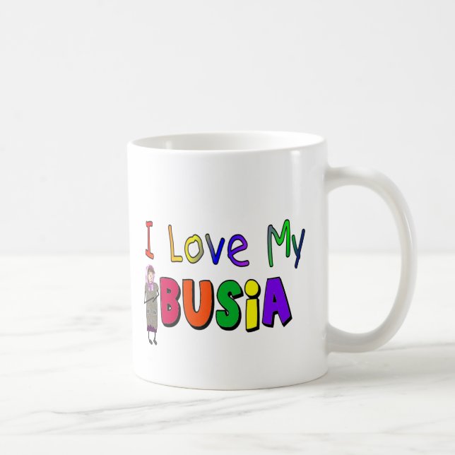 Jag älskar min Busia (den polska farmodern) Kaffemugg (Höger)