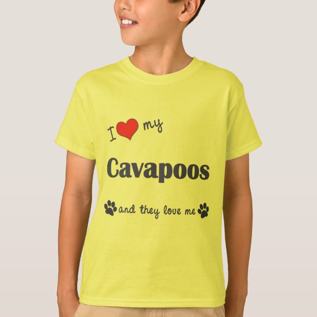Jag älskar min Cavapoos (åtskilliga hundar) Tee (Framsida)