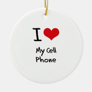 Jag älskar min celltelefon julgransprydnad keramik
