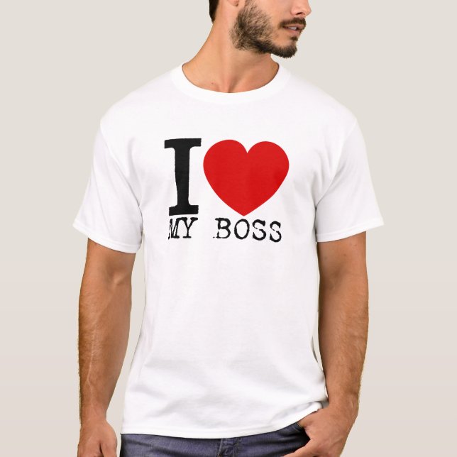 Jag älskar min chef (svarten) t-shirt (Framsida)