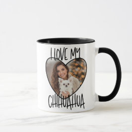 Jag älskar min Chihuahua anpassad bild i ett hjärt Mugg