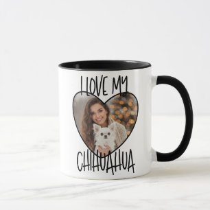 Jag älskar min Chihuahua anpassad bild i ett hjärt Mugg