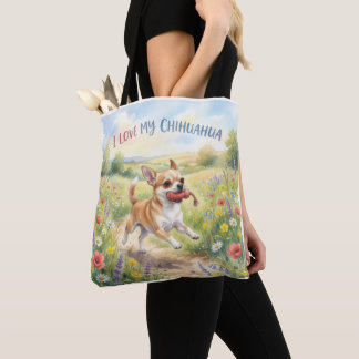 Jag älskar min Chihuahua-handväskor Tygkasse