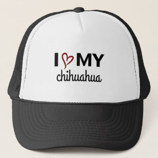 Jag älskar min chihuahua-mössa (svart) truckerkeps