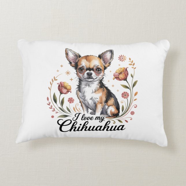 Jag älskar min chihuahua  prydnadskudde (Baksidan)