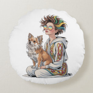 jag älskar min chihuahua rund kudde