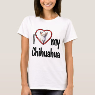 Jag älskar min chihuahua söta röda hjärta fotoram t shirt