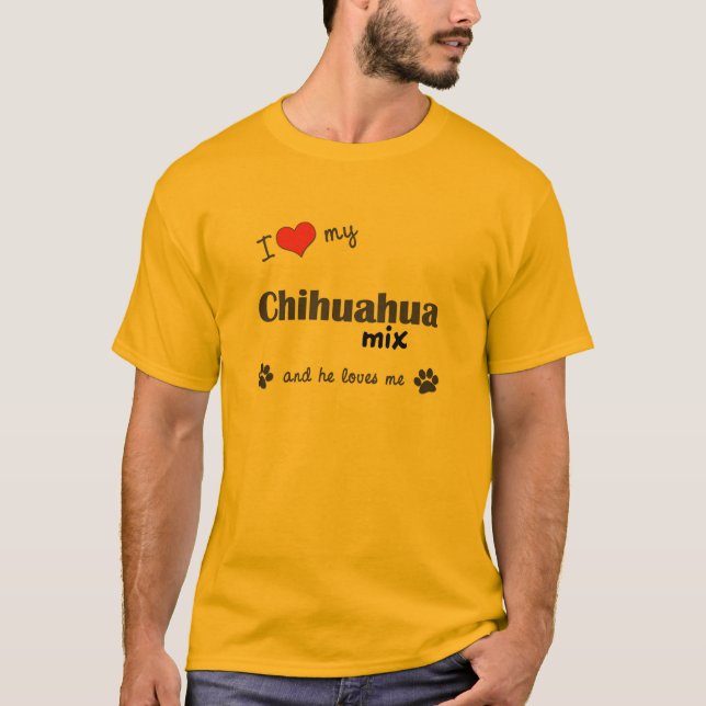 Jag älskar min Chihuahuablandning (den Male T Shirt (Framsida)