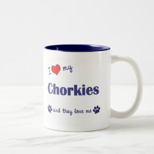 Jag älskar min Chorkies (åtskilliga hundar) Två-Tonad Mugg