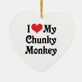 Jag älskar min Chunky Monkey Julgransprydnad Keramik