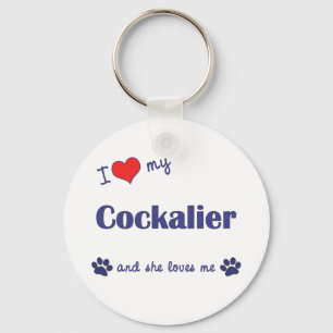 Jag älskar min Cockalier (den kvinnliga hunden) Nyckelring