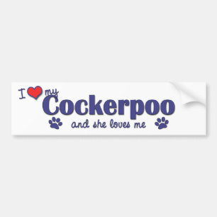 Jag älskar min Cockerpoo (den kvinnliga hunden) Bildekal