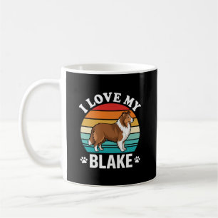 Jag älskar min collie hund retro solnedgång kaffemugg