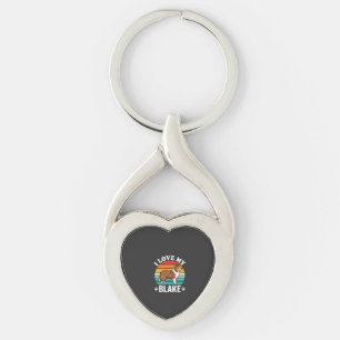 Jag älskar min collie hund retro solnedgång twisted heart silverfärgad nyckelring
