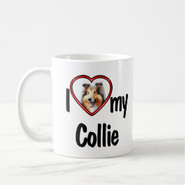Jag älskar min collie söta röda hjärta hund foto kaffemugg