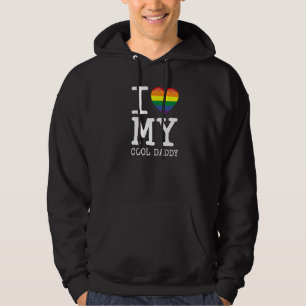 Jag älskar min coola pappa HBTQ hjärta son dotter Hoodie
