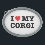 Jag älskar min Corgi Bälte Buckle<br><div class="desc">chorgi,  hund,  sällskapsdjur,  älskare,  kärlek,  hjärta,  min,  mamma,  pappa,  ägare,  ras,  hårig baby</div>