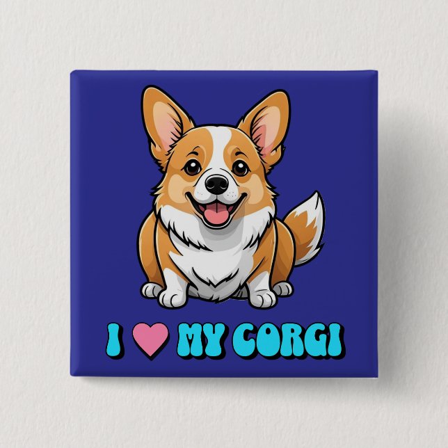 Jag älskar min Corgi Knapp (Framsida)