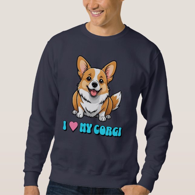 Jag älskar min Corgi Lång Ärmad Tröja (Framsida)