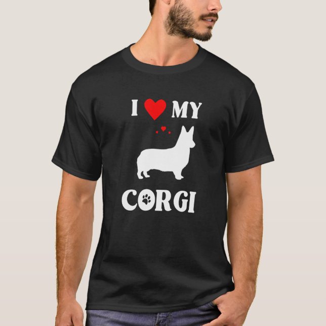 Jag älskar min Corgi söta hund T Shirt (Framsida)