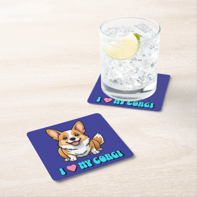 Jag älskar min Corgi Underlägg Papper Kvadrat (Insitu)