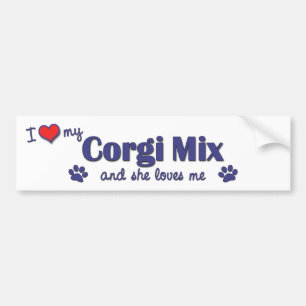 Jag älskar min Corgiblandning (den kvinnliga Bildekal