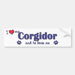 Jag älskar min Corgidor (den Male hunden) Bildekal