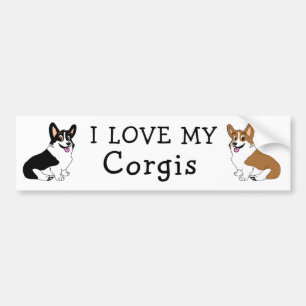 Jag älskar min Corgis Bildekal