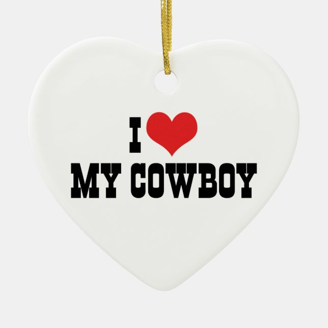 Jag älskar min cowboyprydnad julgransprydnad keramik (Framsidan)