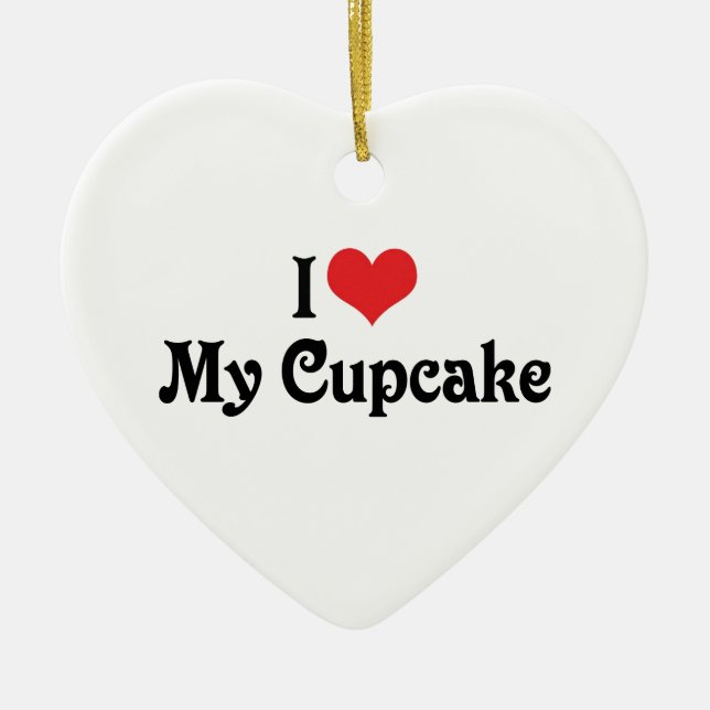 Jag älskar min Cupcake Julgransprydnad Keramik (Framsidan)