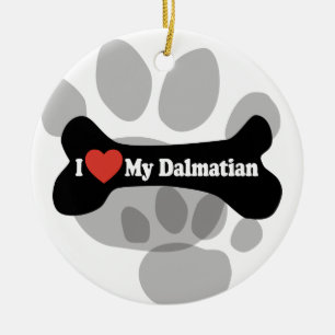 Jag älskar min Dalmatian - hundben Julgransprydnad Keramik
