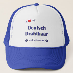 Jag älskar min Deutsch Drahthaar (den Male hunden Truckerkeps