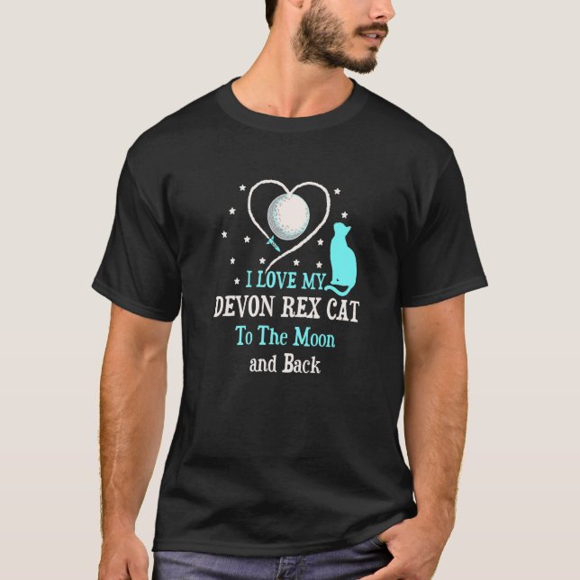 Jag älskar min Devon Rex katt till Moon Cat  kattu T Shirt (Framsida)
